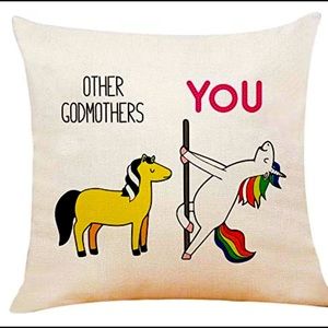 Funny Godmother Cotton Linen Throw Pillow Cover,